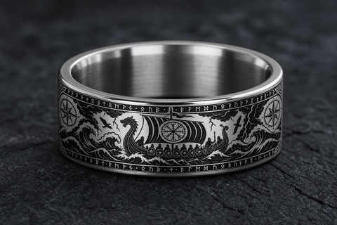 Viking Longship Rune Ring hero mockup