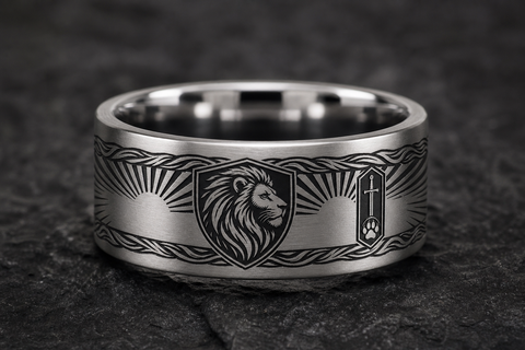 Lion Courage Shield Ring hero mockup