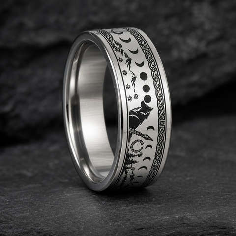Moon Oath Wolf Moon Phase Track Ring hero mockup