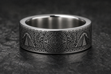 Aztec Sun Sun Stone Geometry Ring hero mockup