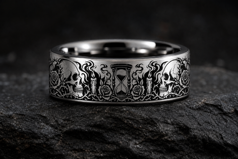 Gothic Tungsten Skull Profile Ring hero mockup
