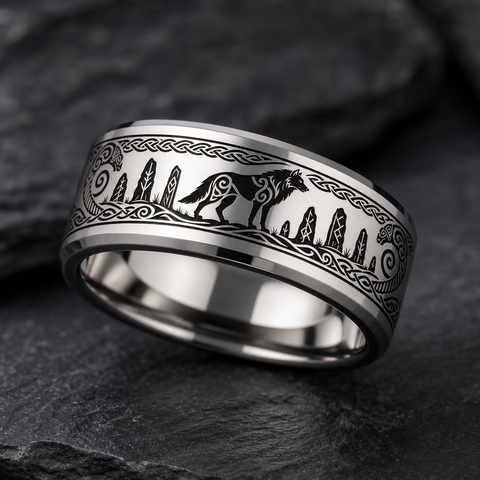 Celtic Wolf Torc Torc Terminal Guard Ring hero mockup