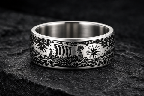 Viking Longship Rune Ring hero mockup