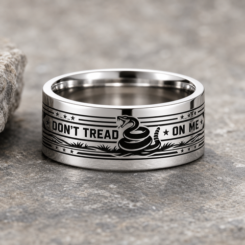 Don't Tread On Me Modern Gadsden Ring hero mockup