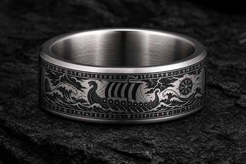 Viking Longship Rune Ring hero mockup