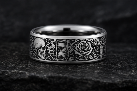Memento Mori Skull Profile Ring hero mockup