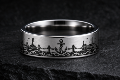 Navy Anchor Rope Rail Ring hero mockup