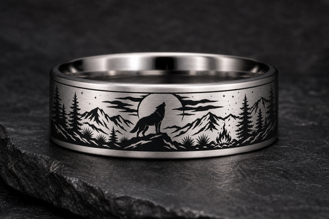 Desert Wolf Pine Ridge Ring hero mockup