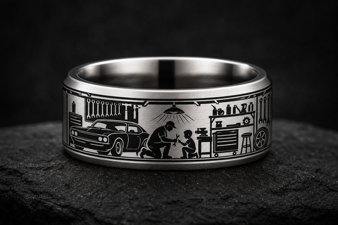 Mechanic Dad Garage Light Wrench Ring design app mockup
