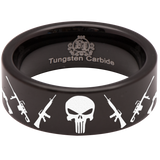 Guns and Skull Tungsten Carbide Ring