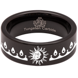 Bohemian Sun and Moon Tungsten Carbide Ring