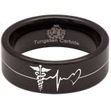 Caduceus Hope And Love Nurse Tungsten Carbide Ring