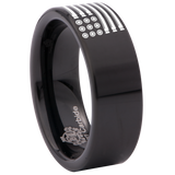 Bullet American Flag Military Tungsten Carbide Ring