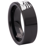 Military Skull Tattered American Flag  Tungsten Carbide Ring