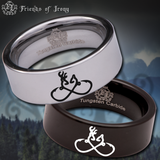 Buck and Doe Fish Hook Tungsten Carbide Ring