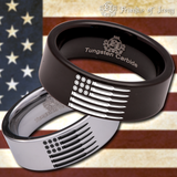Bullet American Flag Military Tungsten Carbide Ring
