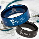 Caduceus Hope And Love Nurse Tungsten Carbide Ring