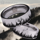 Deer and Trees Tungsten Carbide Ring