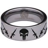 Guns and Skull Tungsten Carbide Ring