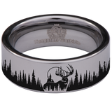 Deer and Trees Tungsten Carbide Ring