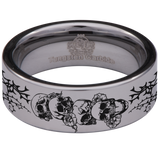 Skull and Roses Tungsten Carbide Ring
