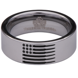 Bullet American Flag Military Tungsten Carbide Ring