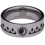 Bohemian Sun and Moon Tungsten Carbide Ring
