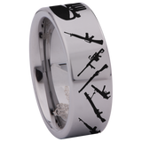 Guns and Skull Tungsten Carbide Ring