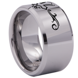 Buck Doe Cross Fish Hook Tungsten Carbide Ring