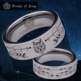 Geometric Wolf Skull Tungsten Carbide Ring