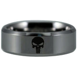 Silver Tungsten Hunter Plain Skull Ring