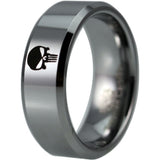 Silver Tungsten Hunter Plain Skull Ring
