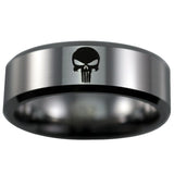 Silver Tungsten Hunter Plain Skull Ring
