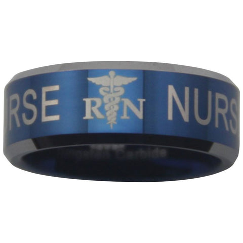 Blue Tungsten Registered Nurse Ring - Friends of Irony LLC