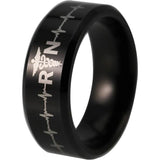 Black Tungsten Registered Nurse Heart Rate Ring - Friends of Irony LLC