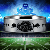 Silver Tungsten American Football Ring