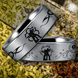 Silver Tungsten Armed Couple Ring