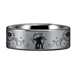 Silver Tungsten Armed Couple Ring