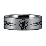 Silver Tungsten Armed Couple Ring