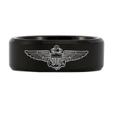 Tungsten Naval Aviator Ring (Black and Silver)