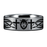 Silver Tungsten Chaplain Wolf Ring