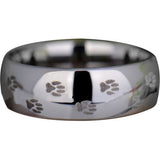 Silver Tungsten Pet's Paw Print Ring