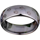 Silver Tungsten Pet's Paw Print Ring