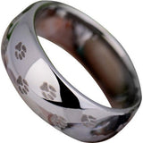 Silver Tungsten Pet's Paw Print Ring