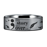 Silver Tungsten Semicolon Ring