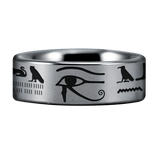 Silver Tungsten Hieroglyphs Ring