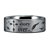 Silver Tungsten Semicolon Ring