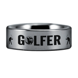 Silver Tungsten Golfer's Ring