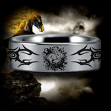Silver Tungsten Horse on Fire Ring