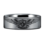 Silver Tungsten Enlisted Aviation Warfare Specialist Ring